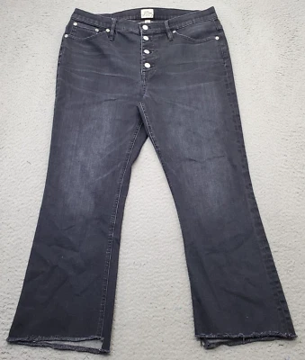 J.CREW Bootcut Jeans Womens Size 32 Black Denim Cotton Frayed Hem 4-Button Fly - Image 1 of 4