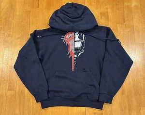 Vintage Lacrosse Hoodie Sweatshirt Small Distressed - Picture 1 of 7