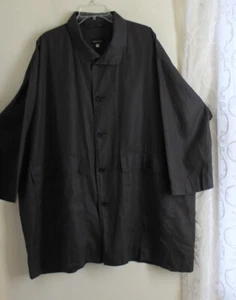 Eskandar Sz 0 Gray Brown Lux Iconic LONG Coated Linen Boxy Rain Jacket Car Coat - Picture 1 of 7