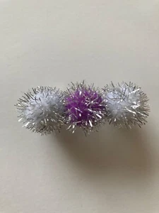 Dog Barrette purple and silver pom poms - Picture 1 of 4