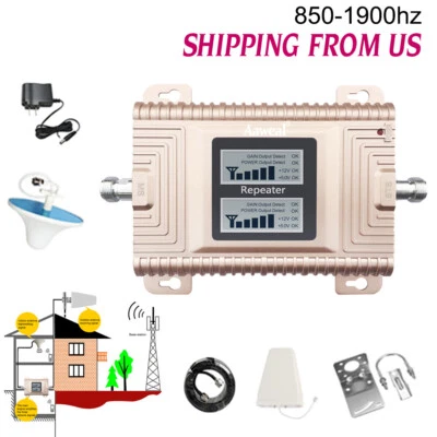 Cell Phone Signal Booster 850/1900MHz Band 5/2 Cell Booster Home Mobile Repeater - Image 1 of 4