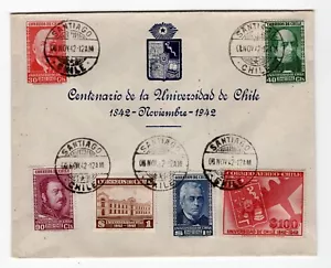 CHILE 1942 Universidad de Chile full set on first day cover FDC T2 - Picture 1 of 1