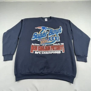 Sudadera con logotipo 7 New England Patriots para hombre XL Super Bowl XXXI AFC Campos NFL - Imagen 1 de 16