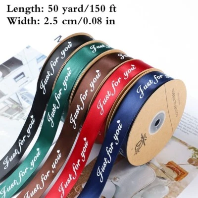 2.5mm Polyester Ribbon Just for You Printed Gifts Wrapping Christmas Decor - Image 1 of 4