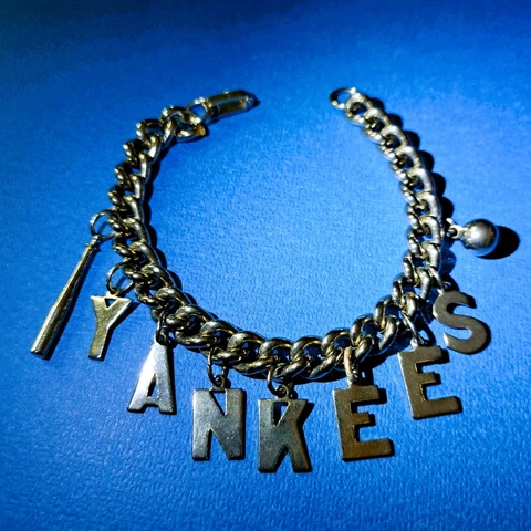 Vintage 1950's 1960s NY Yankees Baseball Charm Bracelet Letters Costume Jewelry Cover