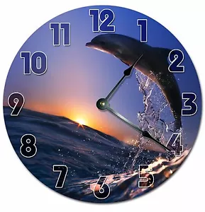 JUMPING DOLPHIN Clock - Large 10.5" Wall Clock - 2038 - Picture 1 of 3