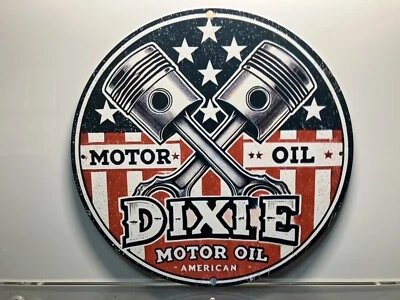 VINTAGE REPRODUCTION-ALUMINUM METAL SIGN- MAN CAVE- GAS AND OIL- DIXIE MOTOR OIL - Image 1 of 4