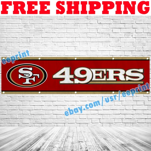 San Francisco 49ers Team Banner Flag 2x8 ft NFL 2022 Fan Club Home Decor Gift Cover