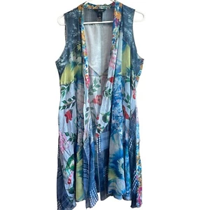 Ali Miles Womens Sheer Open Front Kimono Cardigan Vest Size Medium Multicolored - Picture 1 of 8