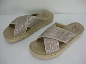 NEW TONI PONS ORIGENS BALI METALLIC SHIMMER ESPADRILLE SLIDES SANDALS WOMEN'S 40 - Picture 1 of 10