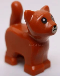 Lego Cat Baby Kitten Standing Black Nose and Eyes White Pupils Tan Muzzle - Picture 1 of 3