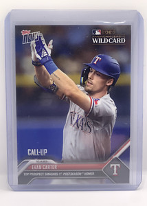 EVAN CARTER Rookie Call-Up 2023 Topps Now #964 Texas Rangers, PR: 1485 Wild Card