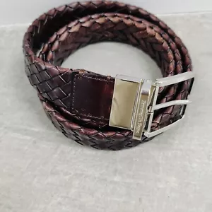 Ermenegildo Zegna Brown Leather Braided Belt Made In Italy SIZE 42 FITS 38 40 42 - Picture 1 of 14