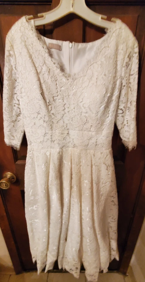 Vestido de novia MACloth longitud té encaje talla grande Foto 1 de 4