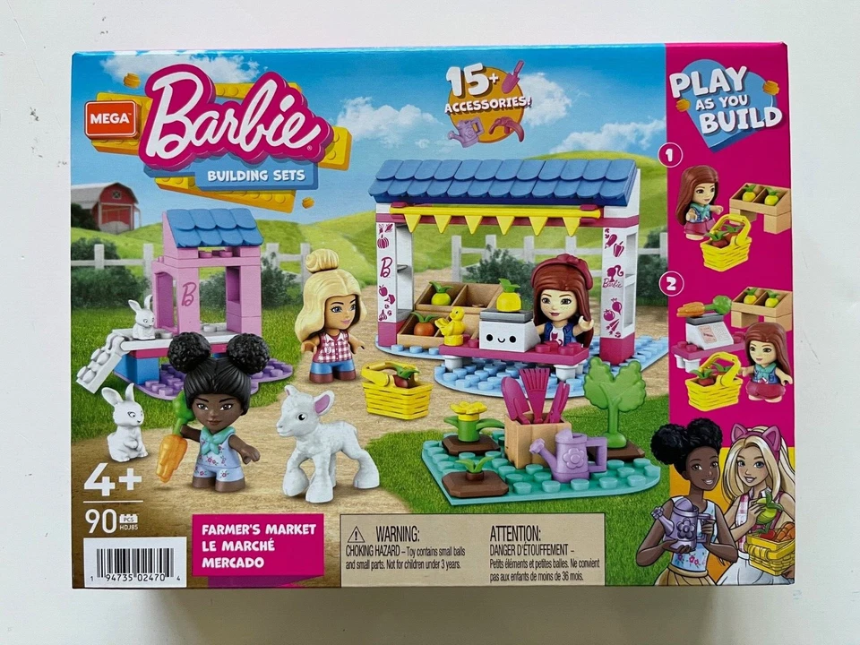 MEGA Construx Barbie Building Set FARMER'S MARKET HDJ85 New Factory Sealed OOP - Image 1 of 4