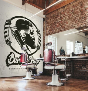 3D Black Hair K1952 Hair Cut Barber Shop Wallpaper Mural Self-adhesive Luna - Picture 1 of 11