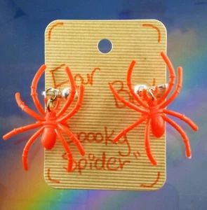 "Spooky Spider" Halloween Themed Spiders Weird Clip-On Earrings (Free Shipping) - Picture 1 of 3