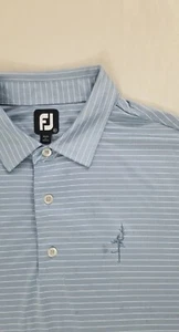 Footjoy Mens Golf Polo Shirt Size XL Striped Blue FJ Polyester - Picture 1 of 9