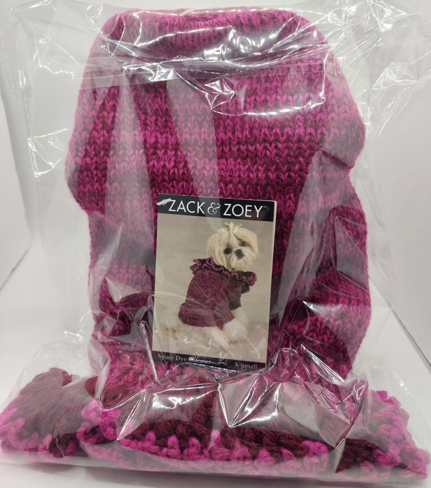 Zack & Zoey Roupas de Cachorro Crochê XS Suéter Magenta Rosa Corante Espacial Feminino  - Imagem 1 de 1