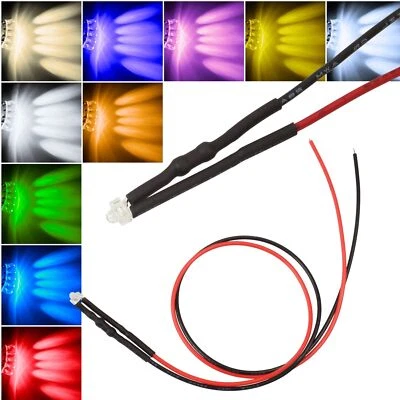 10x 1,8mm Led mit 25cm Kabel 12 Volt DC / Leds fertig verkabelt 12 V cable wired - Bild 1 von 3