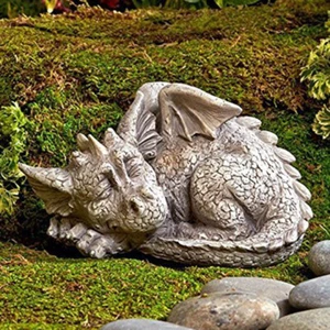 Adorable Baby Sleeping Dragon Statue Freestanding Home Yard Garden Decoration - Picture 1 of 6