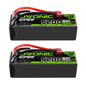 2X OVONIC 11.1V 80C 5200mAh 3S Lipo Battery T for RC Car Truck buggy 1/10 Boat - Picture 1 of 6