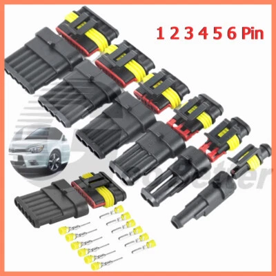 AMP Electrical Waterproof Connector Kits 1 2 3 4 5 6 Pin Way Super Seal Car Auto - Image 1 of 4