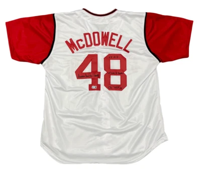 Sam McDowell Signed Cleveland Indians Custom Jersey w/ 4 Insc Beckett W BAS COA - Image 1 of 3