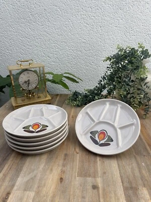 6 Assiettes à Fondue en Faïence de Saint Amand, Modèle Louisiane Vintage - Photo 1/4
