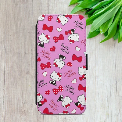 HELLO KITTY FLIP CASE FOR IPHONE SAMSUNG GOOGLE PATTERN GIFT WALLET PHONE COVER - Image 1 of 4