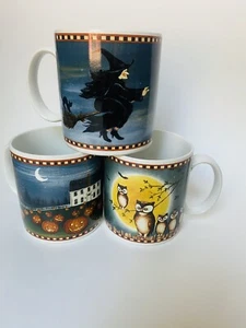 David Carter Brown Pumpkin Hollow Coffee Mug Halloween Lot Of 3 - Picture 1 of 5