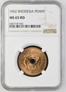 Rhodesia 1 Penny 1962 NGC MS 65 RD - Picture 1 of 2