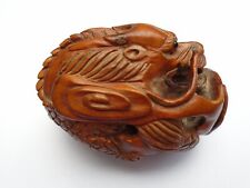 Japanese dragon netsuke with glass eyes beautifully carved detail signed