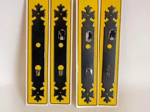Backplates for Door Handles 2 PAIRs of French Black Cast Iron Unused NOS Vintage - Picture 1 of 8