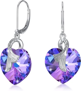 Leverback Earrings Sterling Silver Butterfly Cross Angel Wings Dangle Drop Earri - Picture 1 of 7