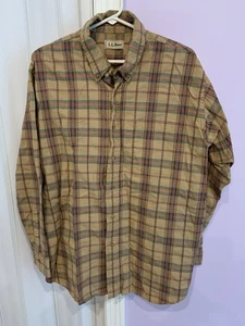 LL Bean Shirt Sz L Brown Southwest Long Sleeve Button Down - Picture 1 of 7
