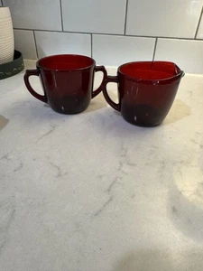 Anchor Hocking Royal Ruby Red Open Creamer and Sugar Set Vintage c1960s - Picture 1 of 8