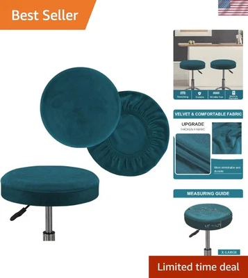 Bar Stool Covers 2 Pack Round Slipcover X-Large Velvet Stretch Fit Deep Teal - Image 1 of 4
