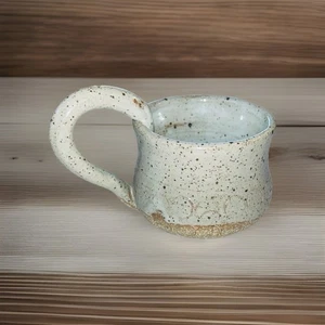 Handarbeit Studio Kunst Keramik Kaffeebecher Tasse blau-grau gesprenkelt glasiert - Bild 1 von 5