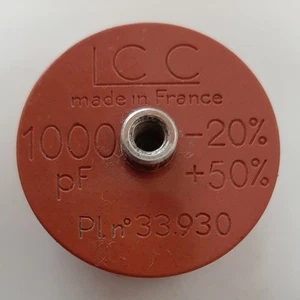 LCC Doorknob High Voltage Capacitor 1000pF 15kV Made In France. Tested. 1½ x ¾ - Picture 1 of 2