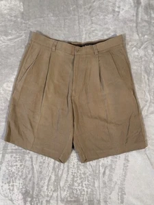 Tommy Bahama Relax Reißverschluss plissiert vorne 100 % Seide Herrenshorts Größe 33 beige " - Bild 1 von 6