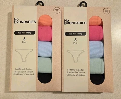 No Boundaries Women's XXXL 22 Mid-Rise Cotton Thong Panties 10 PAIR #21425 - Image 1 of 4