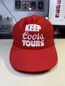 Vintage Puff Print “KEEP COORS YOURS” Snapback Trucker Hat Made In USA Red - Picture 1 of 8