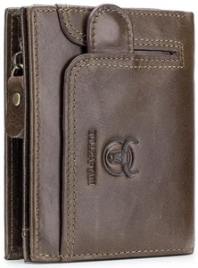 Men RFID Blocking Bifold Wallet Genuine Leather Card Holder Zipper Coin Purse... - Picture 1 of 7