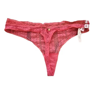 Victoria's Secret Very Sexy Pink Lace Low Rise Thong 100% Nylon Style #2554 - Picture 1 of 3