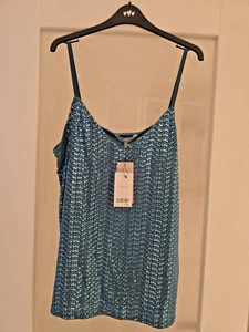 NEXT Turquoise Colour Sequined Camisole (Size UK 16) NEW - Picture 1 of 7