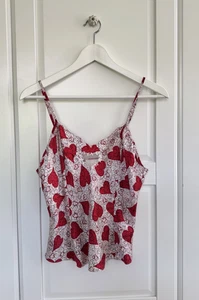 Vintage gold label Victoria's Secret silk sleepwear with heart print size S - Picture 1 of 6