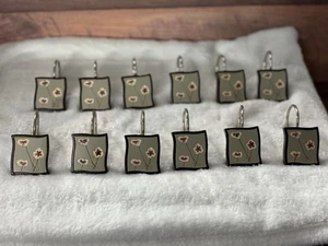 FLORAL DUSCHVORHANGHAKEN VINTAGE lila/grün und hellgrün 12 Haken - Bild 1 von 8