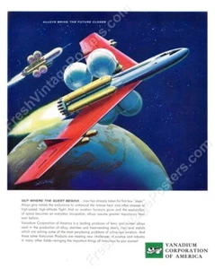 1950s Sci Fi Future Outer Space Rocket Travel Art Vanadium Corp NEU Poster 20x24 - Bild 1 von 1