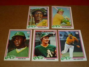 1978 O-Pee-Chee Oakland A's Team Set (5 cartas) Vida Blue Page Gross - Imagen 1 de 1